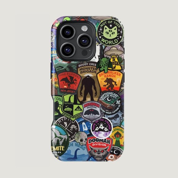 Cryptid Halloween Sticker Collage Bigfoot Monster iPhone 11 12 13 14 15 16 17 Pro Max Case