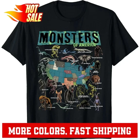 Cryptid Monsters of America T-Shirt ï¿½ Folklore Creature Cryptozoology Tee