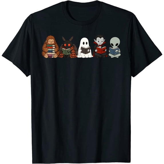 Cryptid Reading Halloween Bigfoot Mothman Ghost Alien Meme T-Shirt ...