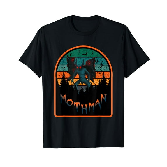 Cryptid Vintage Moon with Bats and Mothman Folklore T-Shirt