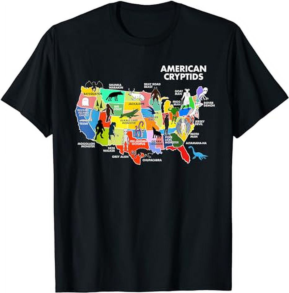 Cryptids Map of the USA T-Shirt - Walmart.com