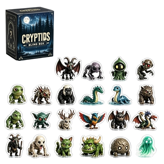 Cryptids Mystic Creatures Christmas Countdown Mystery Box, 24Pcs 2D Acrylic Monster Ornaments Advent Calendar