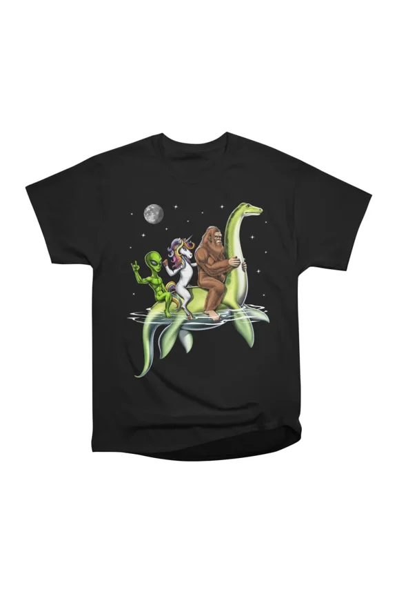 Cryptids Riding Loch Ness Monster T-Shirt Tee Gift For Him Merch For Her Apparel For Frien