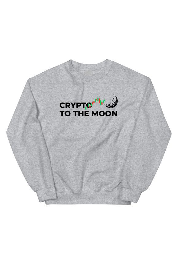 Crypto Apparel Branded Crewneck Sweatshirt – Trendy Cryptocurrency Graphic – Unisex Design Pullover Sweatshirt for Casual Wear (Grey 2032 Moon - Large)