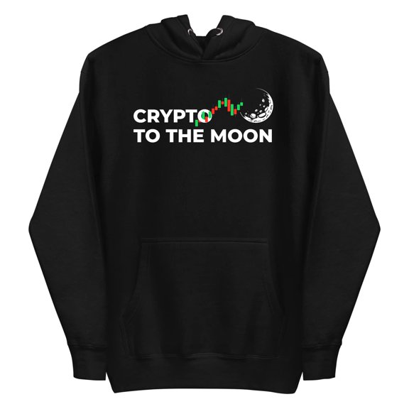 Crypto Apparel Branded Pullover Hoodie – Trendy Cryptocurrency Graphic – Unisex Design Hooded Sweatshirt for Men or Women (Black 2032 MOON - 2XL)