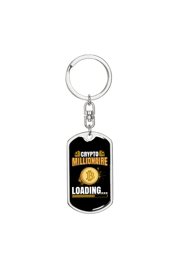 Crypto Billionaire Crypto Stainless Steel or 18k Gold Premium Swivel Dog Tag Keychain
