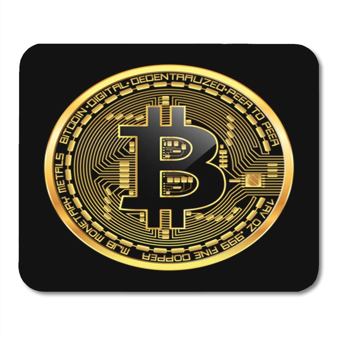 Crypto Currency Golden Coin Black Lackered Bitcoin Symbol Mousepad Mouse  Pad Mouse Mat 9x10 inch - Walmart.com