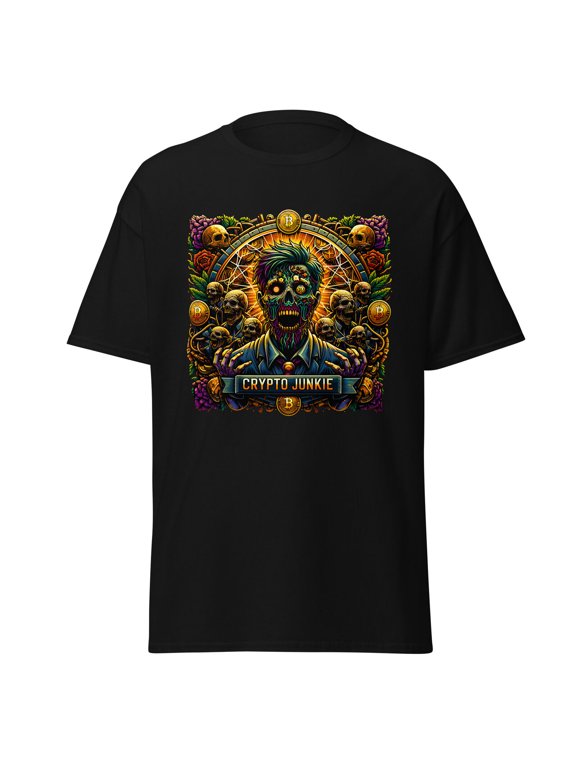 Crypto Junkie Zombie Businessman Horror Bitcoin Men’s Short Sleeve T-Shirt