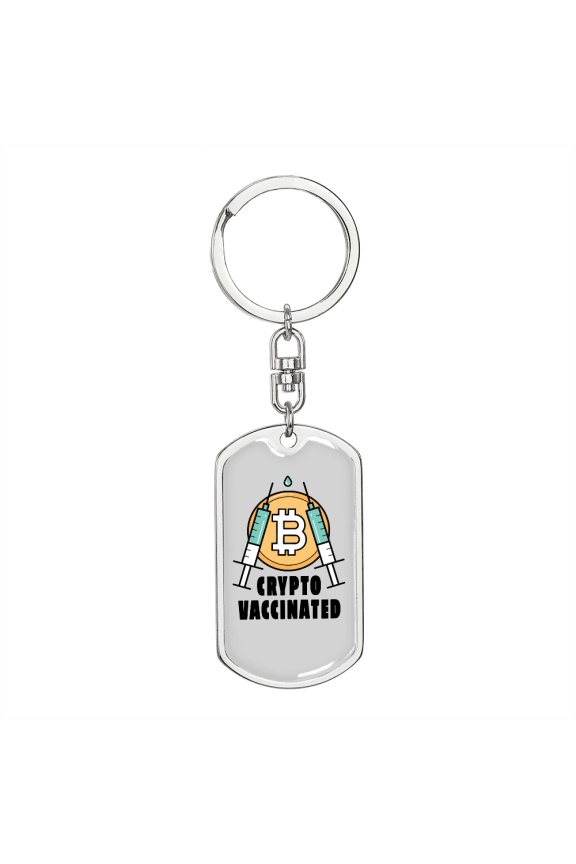 Crypto Syringe Crypto Stainless Steel or 18k Gold Premium Swivel Dog Tag Keychain