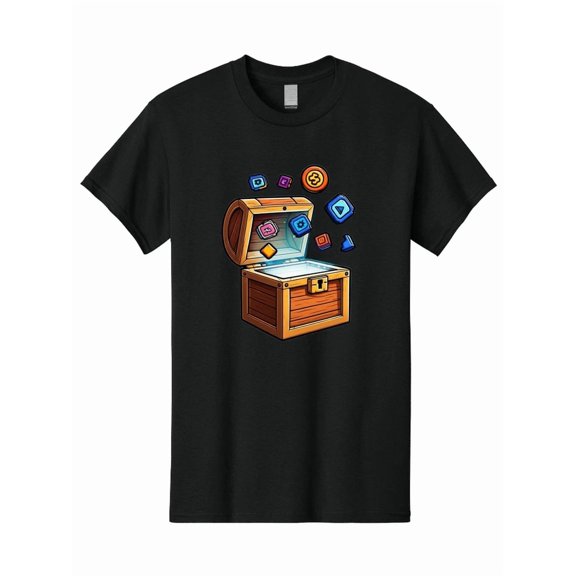 Crypto Treasure Chest Digital Assets Icons Bitcoin Blockchain Tech Unisex T-Shirt, S-5XL
