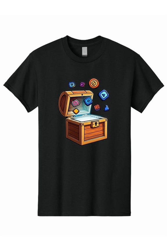 Crypto Treasure Chest Digital Assets Icons Bitcoin Blockchain Tech Unisex T-Shirt, S-5XL