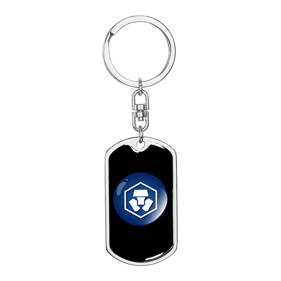 Cryptocom Coin Crypto Cryptocurrency Stainless Steel or 18k Gold Premium Swivel Dog Tag Keychain