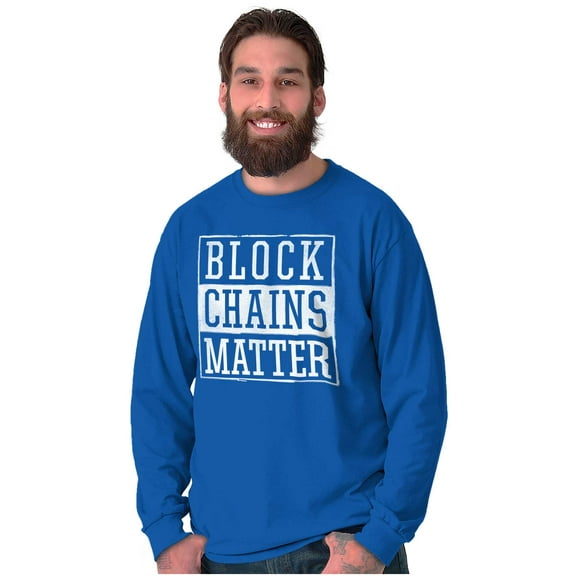 Cryptocurrency Block Chains Matter Plus Size Long Sleeve Graphic Tee Shirt Brisco Brands 3X