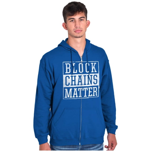 Cryptocurrency Block Chains Matter Unisex Fleece Graphic Zip Up Hoodie Brisco Brands 5X