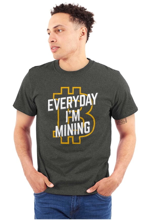 Cryptocurrency Everyday I'm Mining Plus Size Crewneck Graphic Tee Shirt Brisco Brands 5X