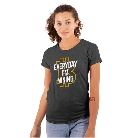 Cryptocurrency Everyday I'm Mining Womens Fitted Plus Size Graphic Tee Brisco Brands 3X