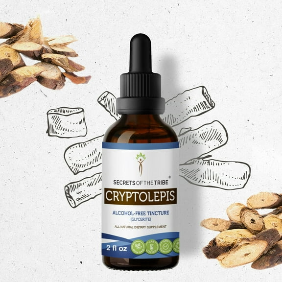 Secrets Of The Tribe Cryptolepis Tincture Dietary Supplement, Natural Herbal Extract for Immune Support, Cryptolepis (Cryptolepis sanguinolenta) Dried Root, Alcohol-Free Extract, Drops 2 oz