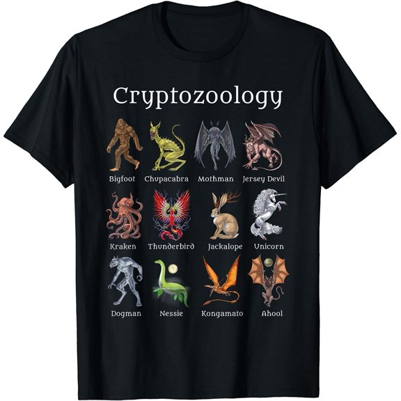 Cryptozoology Cryptid Creatures Fantasy Mythical Monsters T-Shirt Size S-5XL