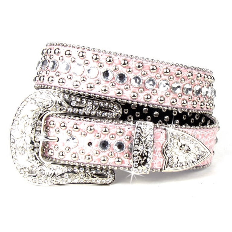 Crysal Rinhestone Genuine Leather Belt - Walmart.com display picture 3