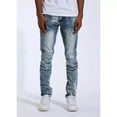thumbnail image 1 of Crysp Denim Men's Biker Moto Distressed Rip & Repair Skinny Fit Stretch Jeans (38, Indigo), 1 of 6