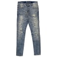 thumbnail image 1 of Crysp Denim Men's Biker Moto Distressed Ripped Skinny Fit Sand Washed Jeans (30, Sand Wash), 1 of 4