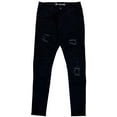 thumbnail image 1 of Crysp Denim Men's Biker Moto Distressed Ripped Skinny Fit Stretch Jeans in Black (32, Black), 1 of 3