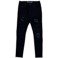 thumbnail image 1 of Crysp Denim Men's Biker Moto Distressed Ripped Skinny Fit Stretch Jeans in Black (38, Black), 1 of 3
