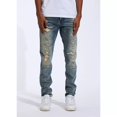 thumbnail image 1 of Crysp Denim Men's Distressed Rip & Repair Stonewashed Skinny Fit Stretch Jeans (28, Blue Stonewashed), 1 of 6