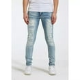 thumbnail image 1 of Crysp Denim Men's Distressed Rip & Repair Stonewashed Skinny Fit Stretch Jeans (28, Light Blue), 1 of 7