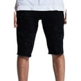 thumbnail image 1 of Crysp Denim Men's Distressed Rips & Repairs Skinny Fit Cut Off Denim Jean Shorts (28, Black), 1 of 7