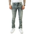 thumbnail image 1 of Crysp Denim Men's Fray Flare Stacked Distressed Ripped Skinny Fit Stretch Jeans (34, Indigo), 1 of 4