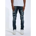 thumbnail image 1 of Crysp Denim Men's Indigo Wash Distressed Rip & Repair Skinny Fit Stretch Jeans (28, Indigo Blue), 1 of 7