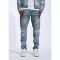 thumbnail image 1 of Crysp Denim Men's Skywalker Moto Distressed Rips Skinny Fit Stretch Denim Jeans (32, Light Blue Distressed), 1 of 7
