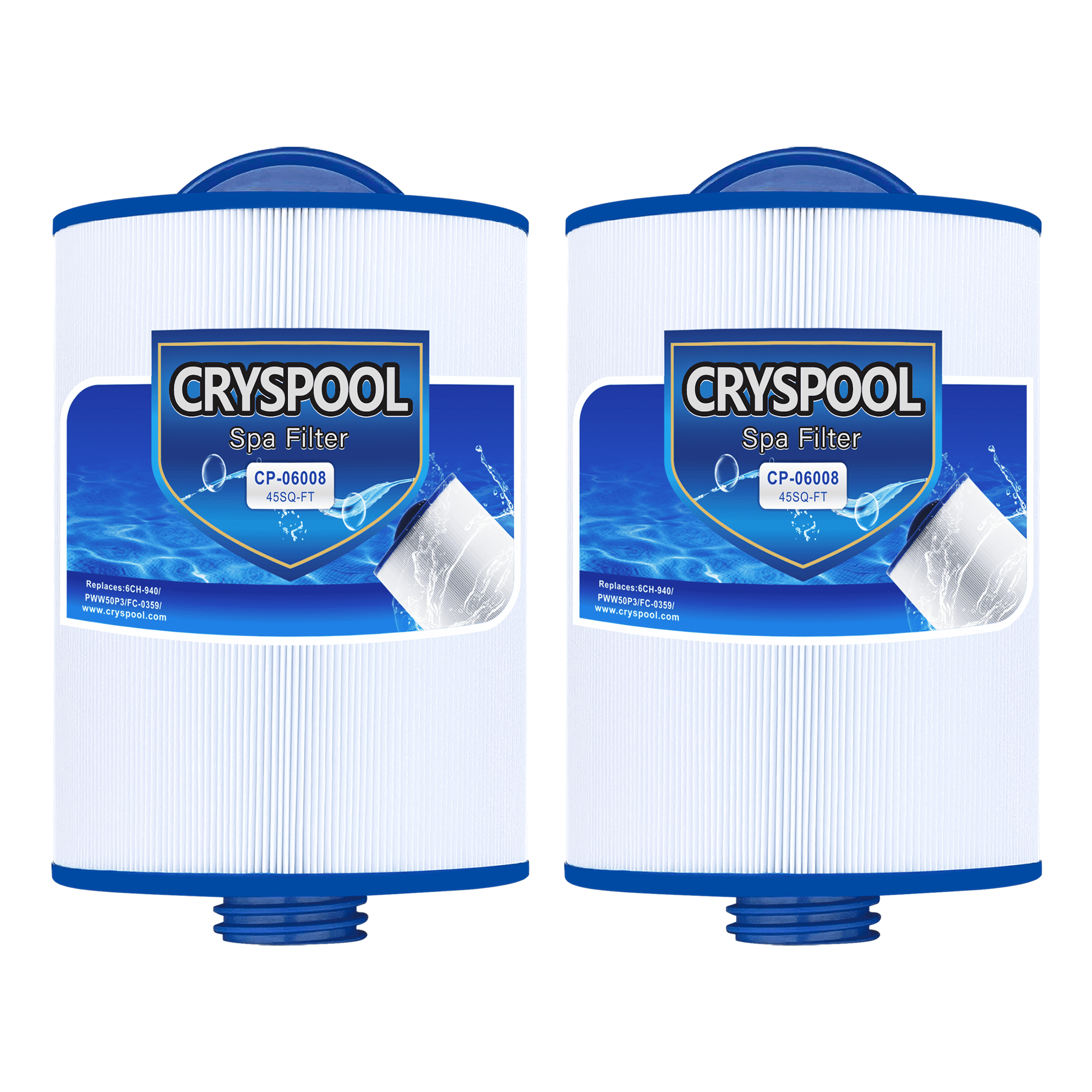 Cryspool Spa Filter Replaces Uncel 6CH-940, PWW50P3, Filbur FC-0359, Vita Aber,Viking Spa Hot Tub Filter, 45 sq.ft,2 Pack