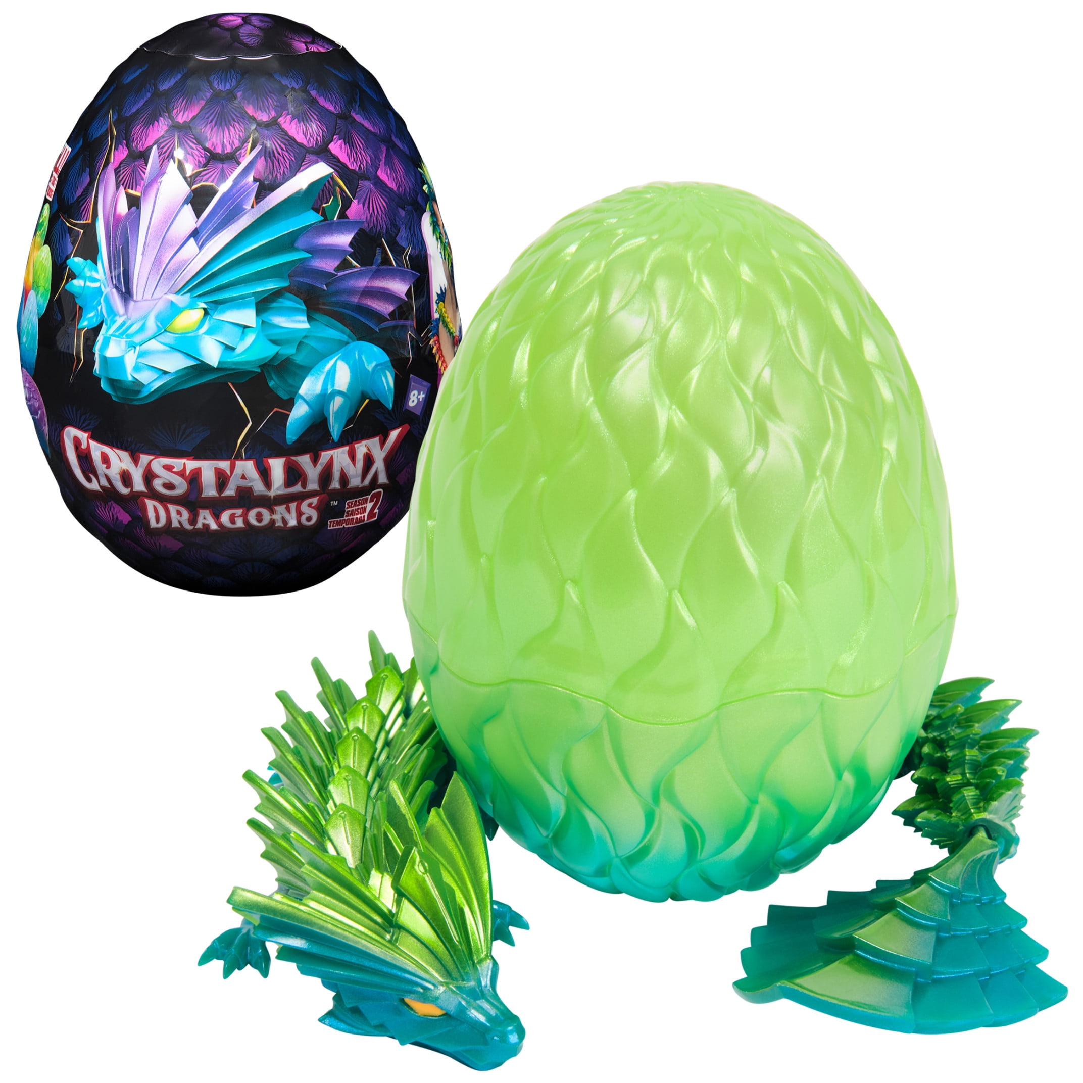 CrystaLynx Dragons, 12.5-inch Articulated Dragon Figure & Display Egg (Styles Vary)