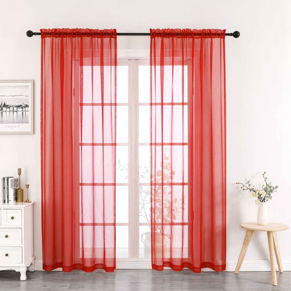 Crystal 2-Pack Sheer Rod Pocket Window Panel, Antique, 52x84 Inches ...