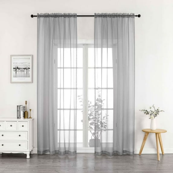 Crystal 2-Pack Sheer Rod Pocket Window Panel, Plum, 52x84 Inches