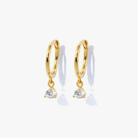 Crystal 3A CZ  Charm Dangly Hoop Earrings