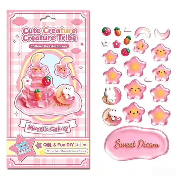 Crystal 3D Building Stickers – DIY Crystal 3D Stacking Stickers, Cute Mini Scene Kit for Stress Relief, Cartoon Decorative Sticker Set for Kids Adults F