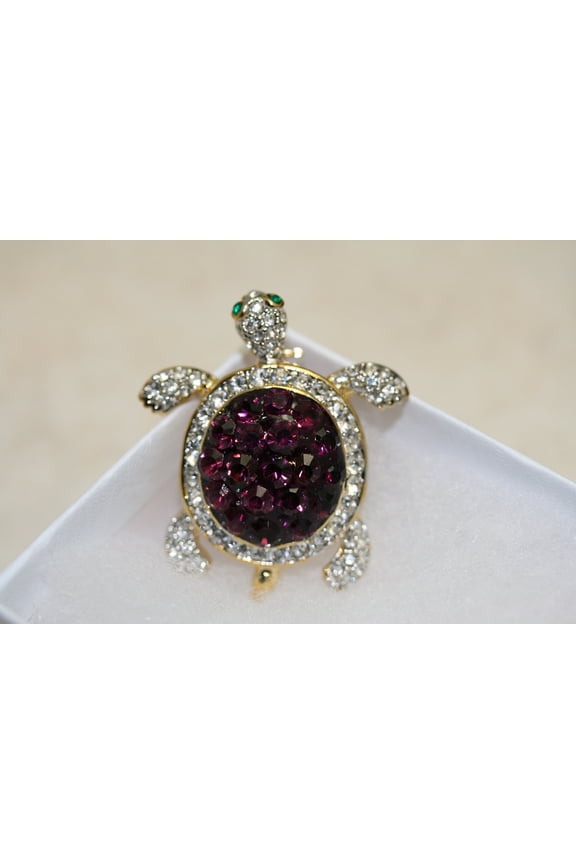Crystal 3D Sea Turtle Brooch Pin, Rhinestone Sea Turtle Brooch, Sea Life Jewelry Gift