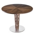 thumbnail image 1 of Crystal 48" Round Dining Table in Walnut Veneer column and Brushed Stainless Steel finish with Walnut Veneer Wood Top, 1 of 4