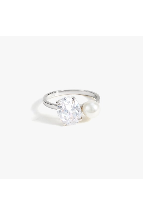 Crystal 5A CZ & Pearl Silver Ring | 925 Sterling Silver
