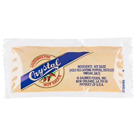 Crystal 7 Gram Hot Sauce Portion Packets, Case of 200