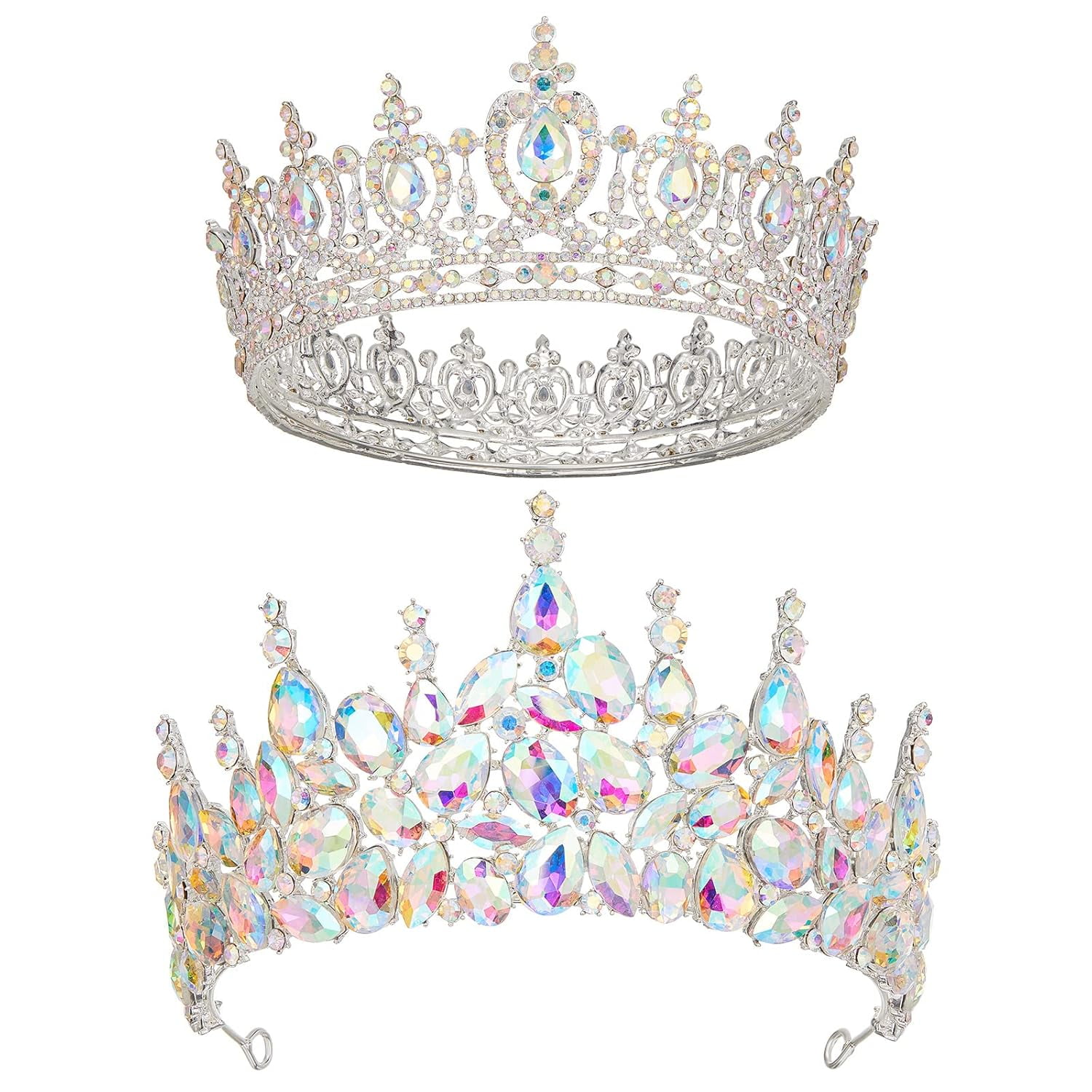 Crystal AB Crown - Rhinestone Multicolored Tiaras for Women 