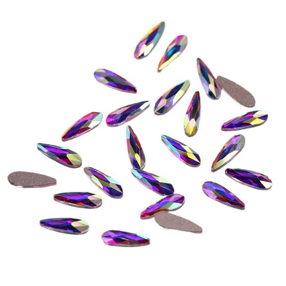 Crystal AB Raindrop Non Hotfix Rhinestones Glue On Flat Back Nail Art Crystals