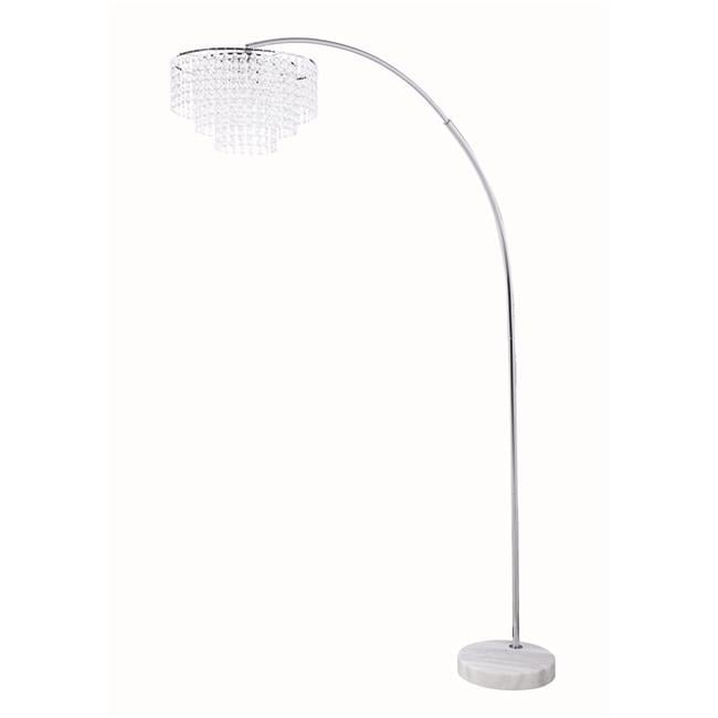 White Marble Base Arc Floor Lamp with Crystal Shade