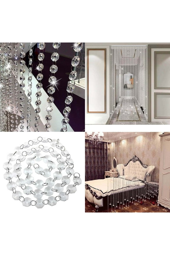 Crystal Acrylic Gems Bead Garland Strands Hanging Octagon Prism Bead Chain Garlands for Wedding Home DIY Craft Jewelry Party Christmas Tree Decoration