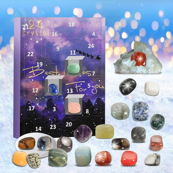 Crystal Advent Calendar 2024, Toys Gift Box with 24 Gemstone, Rocks and Minerals, Advent Calendar 2024 Collection Christmas Countdown Calendar,Birthday Gifts for Girls Boys