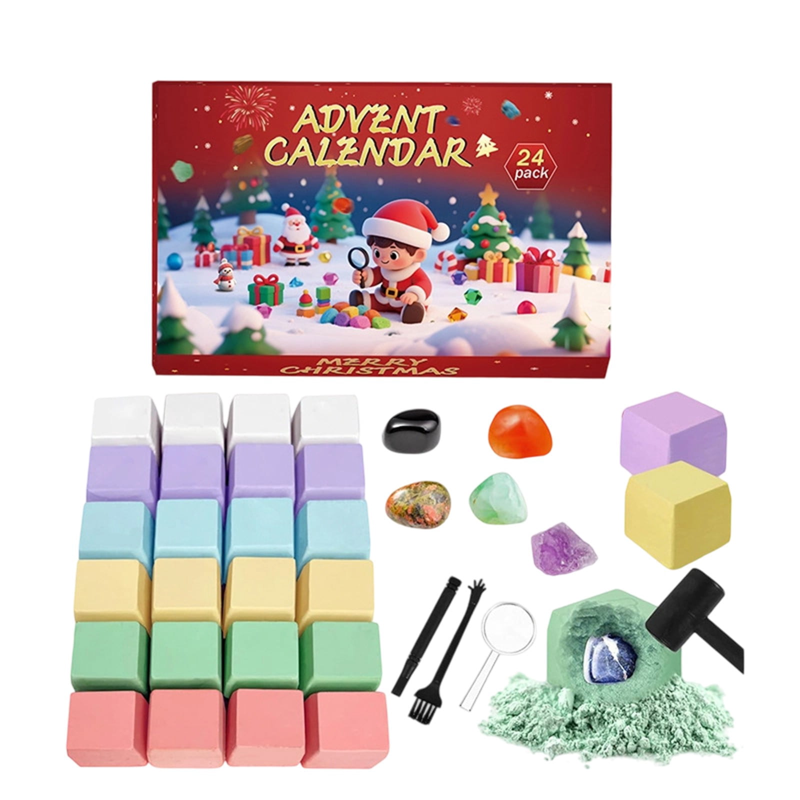 Advent Calendar 2025 Rock Gemstone Collection with 24 Natural and Healing Stones Advent Calendar for Adults Kids Boys Girls Girls Women Men