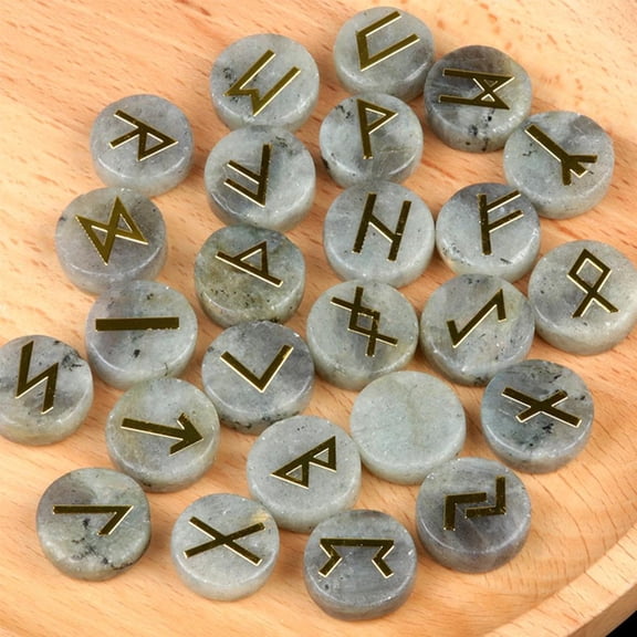Crystal Agate Rune Stones Set, 25 Pcs Divination, Meditation